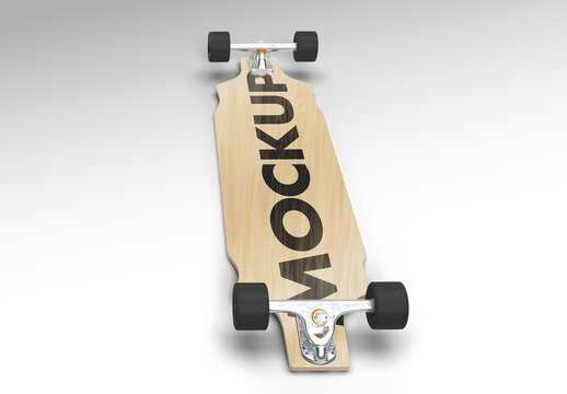 Wooden Longboard Skateboard Mockup Deck Template