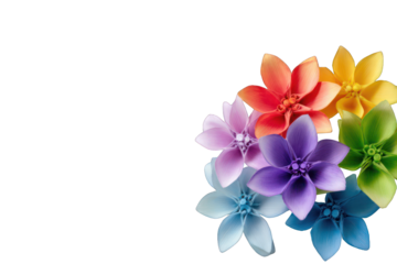 Vibrant origami flowers against black