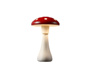 Whimsical Mushroom Lamp with Red Cap and White Spots