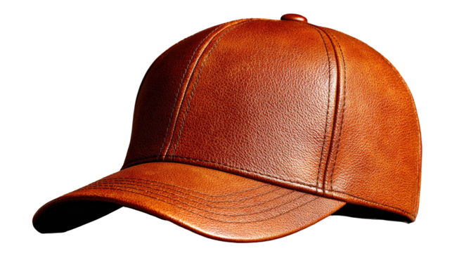 Brown leather baseball cap