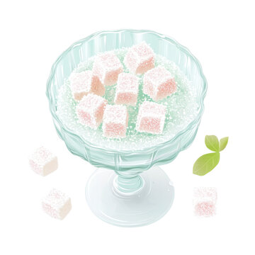 pink turkish delight in glass bowl clip art preview