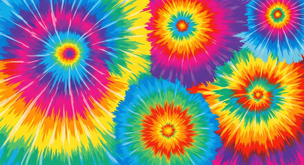Vibrant tiedye pattern with psychedelic colorful circular designs