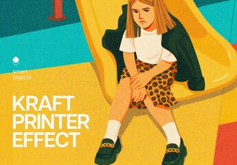 Kraft Printer Design Effect Mockup