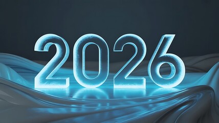 Glowing Blue 2026 Numbers on Fabric new year