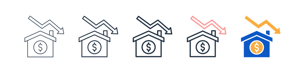 Economic Crisis different style icons set vector illustration. 