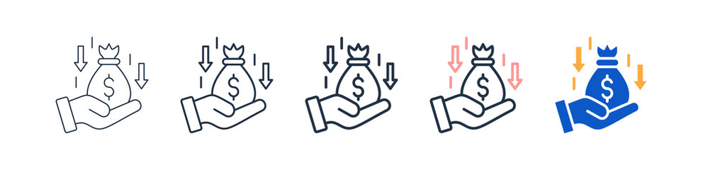 Economic Crisis different style icons set vector illustration. 