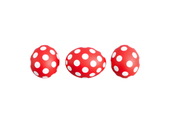 Red Polka Dot Spheres 3D Cartoon Style on Transparent Background