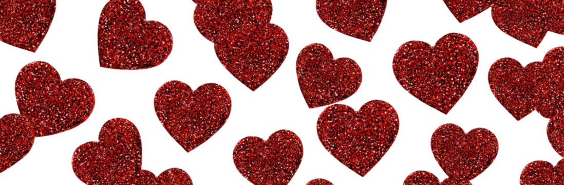 Red heart pattern on black background