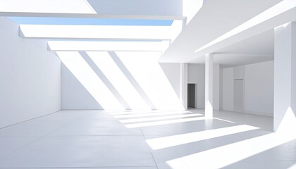 Obraz premium White architectural interior, sunlit