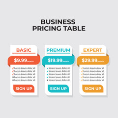 Subscription Pricing Infographic, Stylish pricing table template for business and offers.