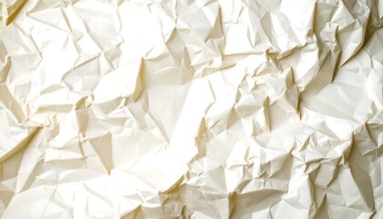 Obraz premium A close-up view of crumpled white paper, showcasing its intricate folds and creases.