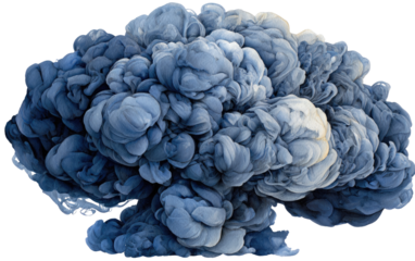 Abstract cloud of swirling, muted blue and gray ink