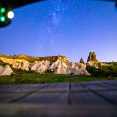 Milky way over Cappadocian landscape