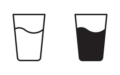 Water glass vector icon set