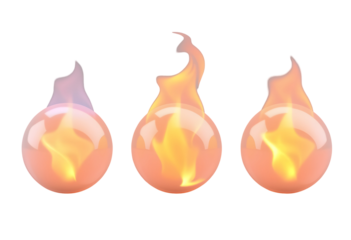 Fiery Orbs Set Transparent Spheres with Flames