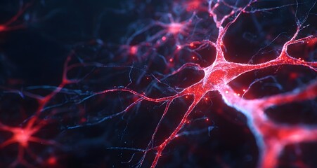 3D render of a close-up view showing the intricate network and structure of the human nervous system