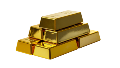 Stack of Gold Bars, isolated on transparent background