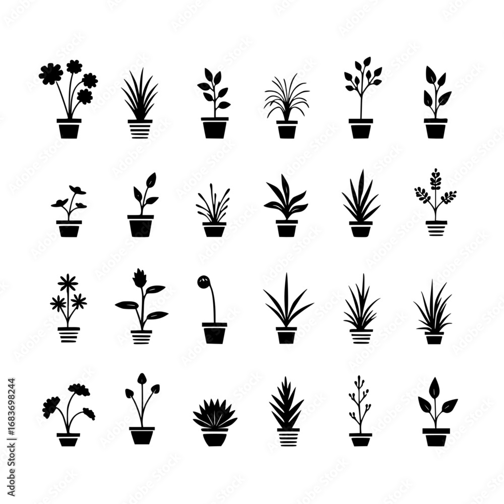 Aufkleber a captivating collection of potted plants arranged in neat rows, showcasing a range of botanical spe