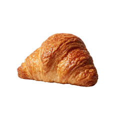 Single golden-brown croissant, slightly angled,  with flaky layers visible