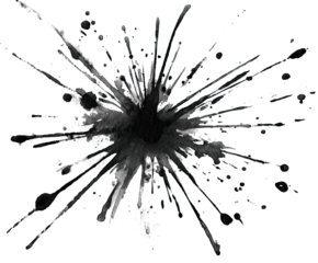 Abstract black and white explosion of paint splatters
