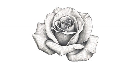 Detailed grayscale rose illustration