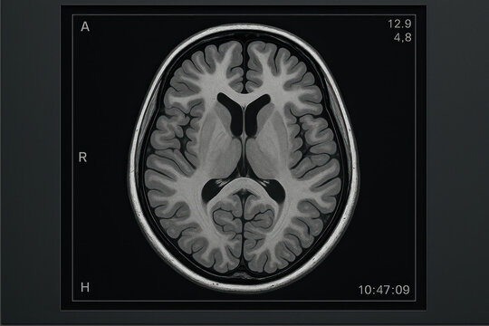 Axial MRI Scan of Human Brain: Medical Imaging Photo