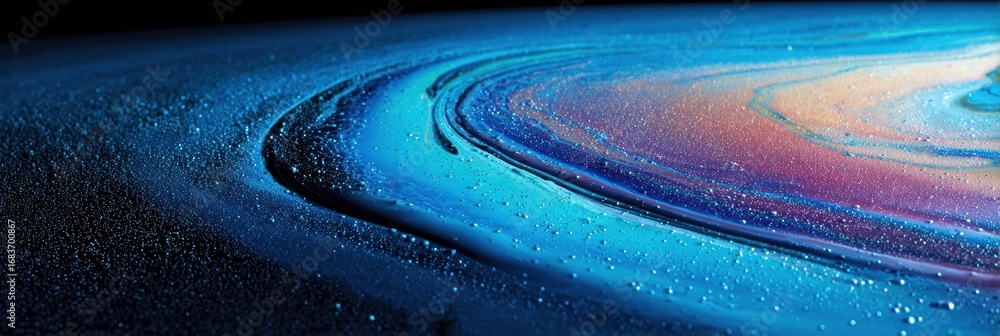 Aufkleber abstract design featuring vibrant blue and orange colors, creating flowing patterns with intricate t
