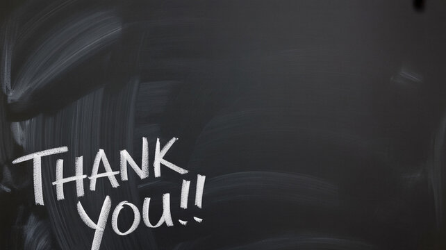 Chalkboard thank you message expressing gratitude for appreciation and recognition for business