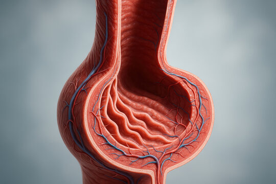 Esophageal Varices Cross-Section Illustration - Medical Visual, Blood Vessels, Anatomy [Illustration]
