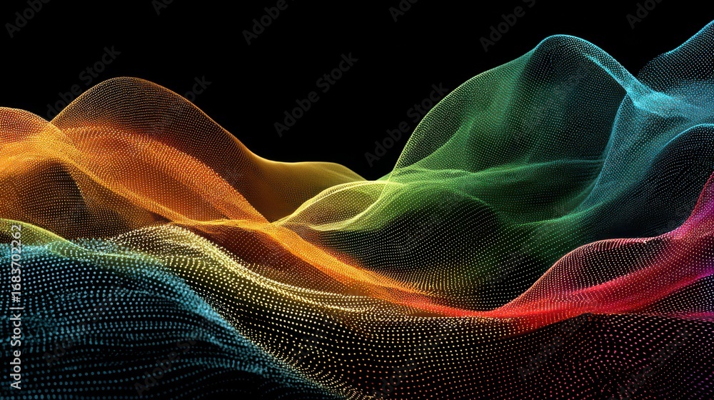 Wall mural vibrant thin wavy design with modern generative background