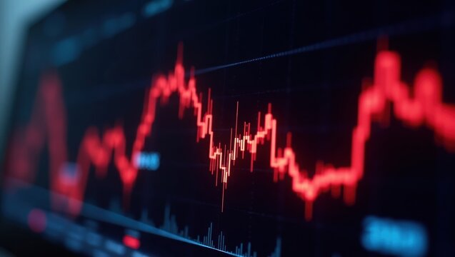 A display screen shows a fluctuating line graph with a dark background and bright red lines.