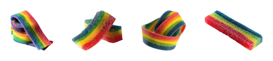 Colorful candy strips candy shop product PNG set, cut out, isolated on transparent background