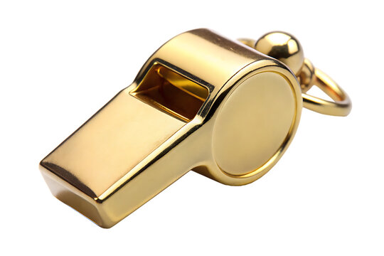 Gold whistle against isolated on white background ,PNG. AI Generated.