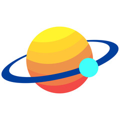 Illustration of Ringed Planet With Moon