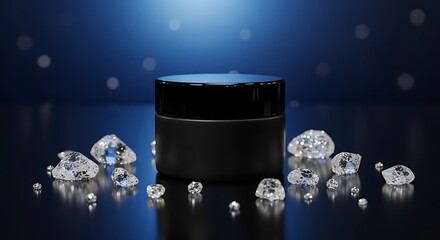 Luxury cosmetic jar with diamonds