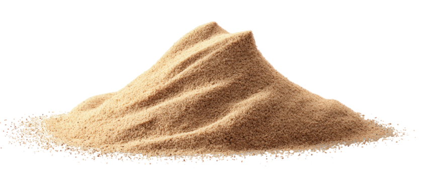 A pile of light brown sand, shaped like a small mountain