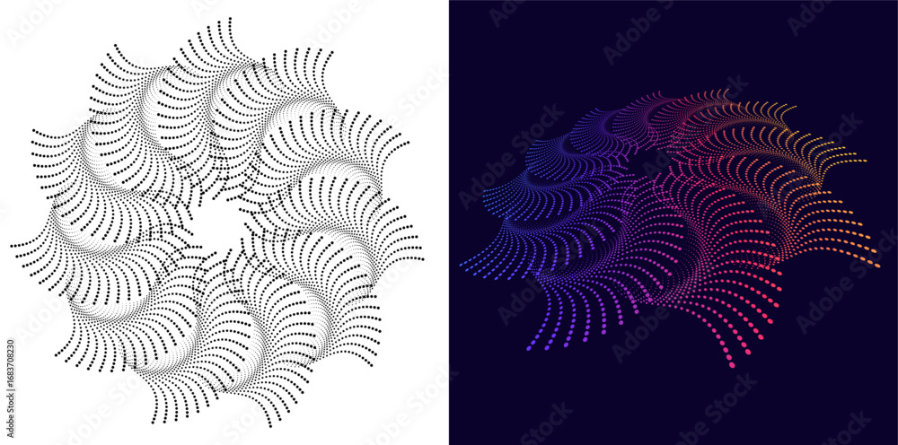 Aufkleber dynamic abstract wireframe shapes — futuristic data flow and scientific visualization backgrounds fo