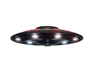 Futuristic UFO with Glowing Lights and Metallic Hull