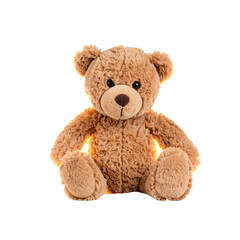  A soft brown teddy bear sitting upright, showcasing its plush fur and friendly expression, perfect for cudd 