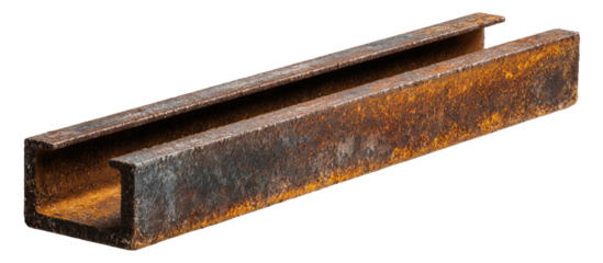 Rusted U-shaped metal beam