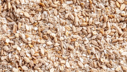 Close-up of mixed grains and seeds in natural beige and brown tones.
