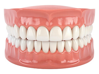 Obraz premium Complete Set of Dentures for Dental Health and Oral Care, Showing a Full Arch of Artificial Teeth and Gums for a Perfect Smile