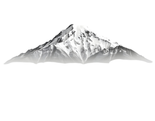 Snow-Capped Mountain Peak on Transparent Background