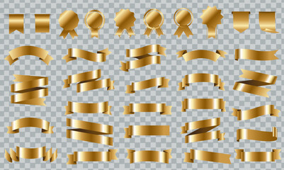 Golden Ribbon Isolated And Transparent Background
