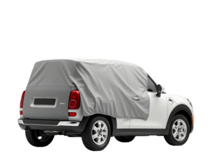 Car Covered with Grey Protection Cloth