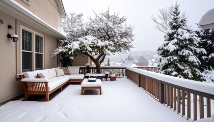 Snowy patio view
