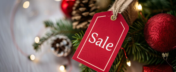 Christmas Sale Tag with Decorations