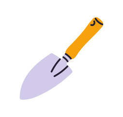 Icon of garden trowel, small hand tool for digging soil, planting flowers, weeding ground and cultivating beds, little shovel for gardening, farming and yard care isolated flat vector illustration.