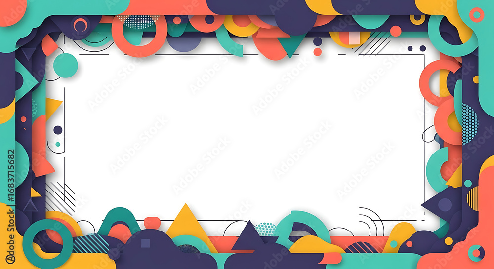 Poster abstract geometric frame with colorful shapes and patterns for creative design