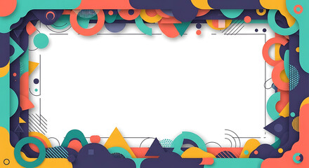 Abstract geometric frame with colorful shapes and patterns for creative design
